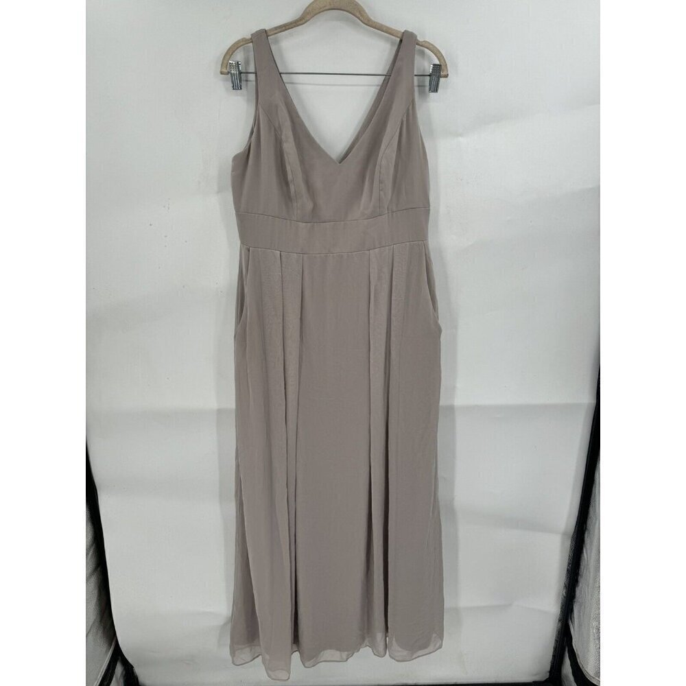 After Six Bridesmaid Dress Women‎ 12 Taupe Maxi Wedding Guest Elegant Has Flaws